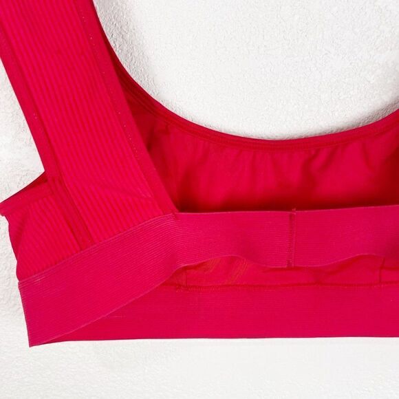 Frankies Drew Bikini Red Ribbed Top Open Back Large - Picture 6 of 7